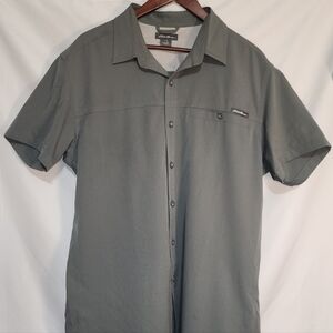 Eddie Bauer Grey Tech Moisture Wicking UPF Protection Stretchy Shirt Size Large